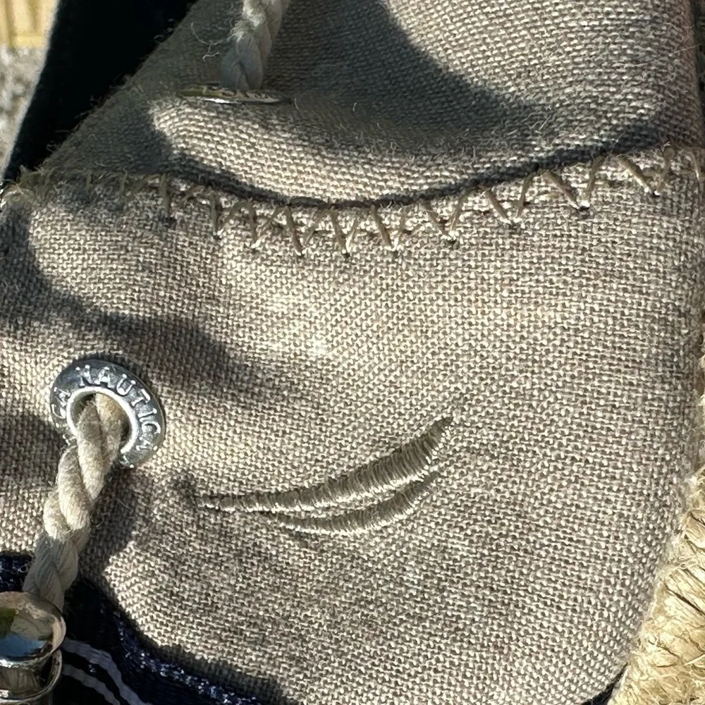 Nautica Rudder Nautical Canvas Espadrille Flat Anchor Print Cinched at Heel